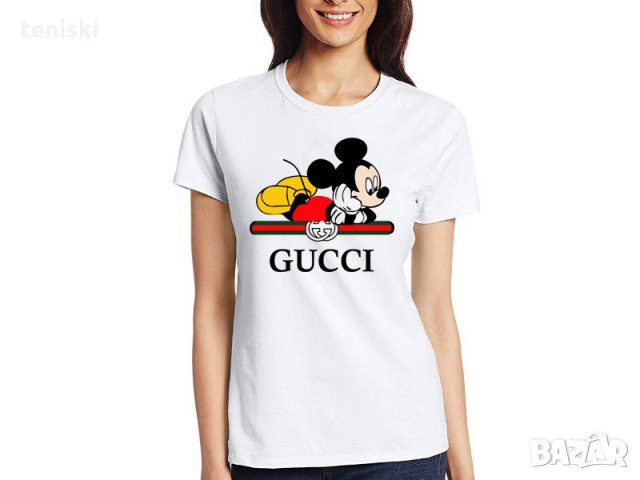 Тениска GUCCI Disney Mickey Mouse принт Модели,цветове и размери, снимка 3 - Тениски - 28097563