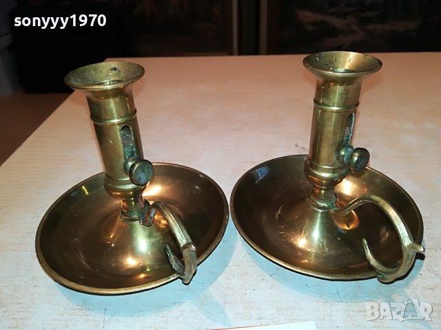 СВЕЩНИЦИ ОТ ФРАНЦИЯ 2бр-МЕД/МЕСИНГ 1911221958, снимка 4 - Антикварни и старинни предмети - 38728076