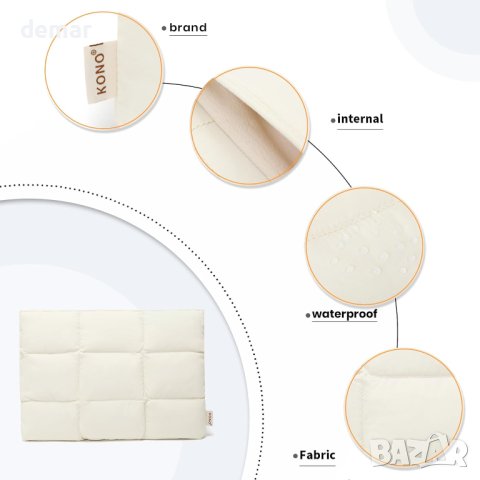 Kono Puffy Laptop Sleeve Ватирана чанта за лаптоп MacBook 14" (бежова), снимка 4 - Чанти - 44374287