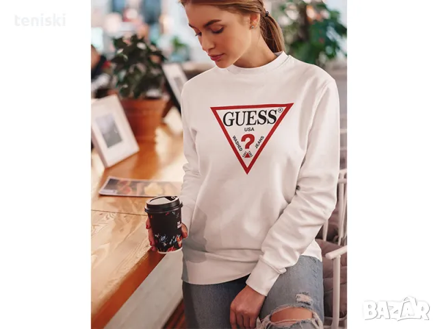 Високо качество!Дамска блуза с дълъг ръкав GUESS принт 