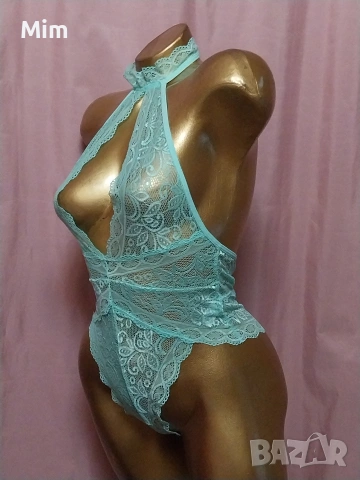 S Дантелено боди в резда/ светло зелено/, снимка 4 - Корсети, бюстиета, топове - 53377134