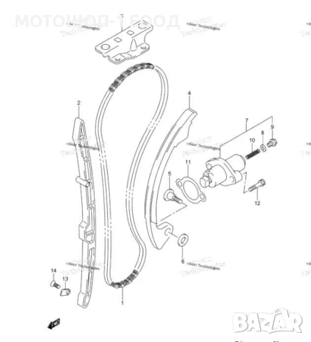 Водач Обтегач Плъзгач Ангренажна верига Suzuki LTZ400 2003-2013, снимка 5 - Части - 52068639