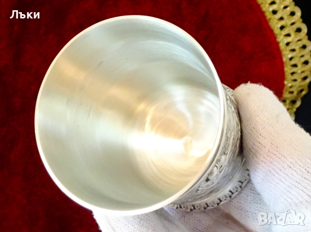 Чаша от калай с Влюбени,Фортуна,Близнаци. , снимка 2 - Антикварни и старинни предмети - 51582177