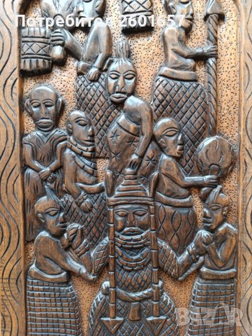 Старо африканско пано дърворезба., снимка 2 - Пана - 51171793