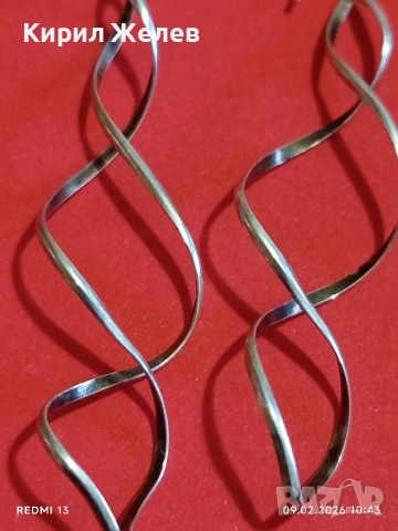 Финни сребърни обеци с двойна спирала красив аксесоар за ежедневието 53333, снимка 2 - Обеци - 53410914