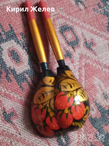 Руски рисувани лъжици дървени 53676, снимка 6 - Антикварни и старинни предмети - 53392476