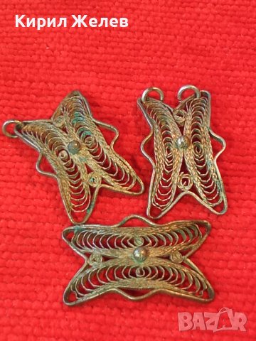 3СТАРИННИ ФИЛИГРАННИ СРЕБЪРНИ ЕЛЕМЕНТИ от ВЪЗРОЖДЕНСКА СРЕБЪРНА ГРИВНА РЪЧНА МАЙСТОРСКА РАБОТА 27134