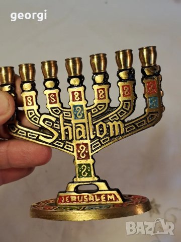 бронзов свещник еврейска менора 25/3, снимка 5 - Декорация за дома - 50085422