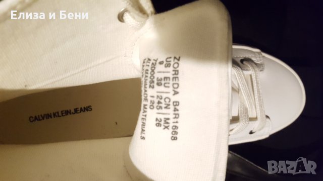 Високи кожени бели кецове сникърси Calvin Klein Jeans оригинал, снимка 8 - Кецове - 35765742