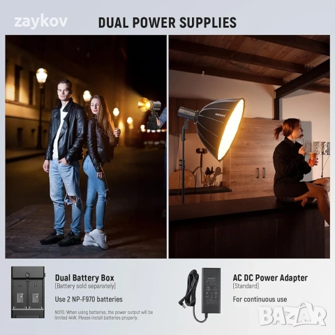 OLKIEQZ NEEWER MS150B Двуцветна LED видео лампа с управление от приложение, 2.4G режим, снимка 5 - Лед осветление - 53355877