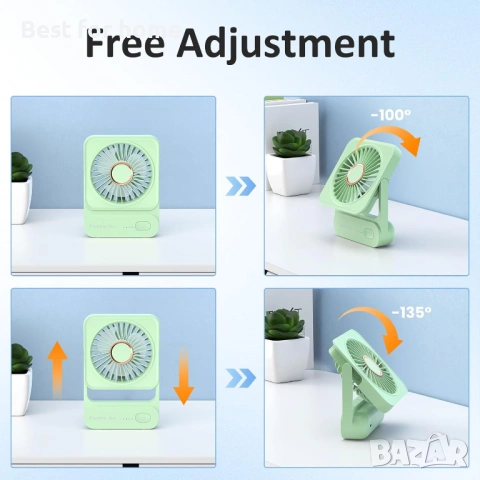 Ajgvq Настолен, мини, USB вентилатор с живот на батерията 12 часа, снимка 4 - Вентилатори - 53019251