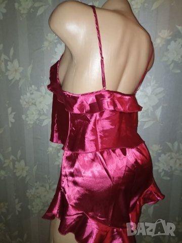 Нова сатенена секси червена лятна пижама S, снимка 5 - Пижами - 40635437