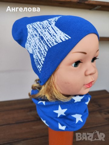 Комплект шапка и шал, снимка 2 - Бебешки шапки - 42361903