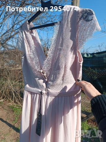 Нова рокля в цвят пепел от рози м-55лв, снимка 5 - Рокли - 44599189