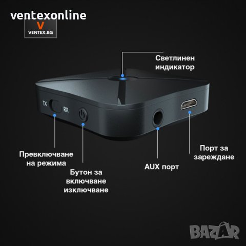 Bluetooth безжичен аудио приемник и предавател AUX , 2RCA + Гаранция, снимка 6 - Аудиосистеми - 40938832