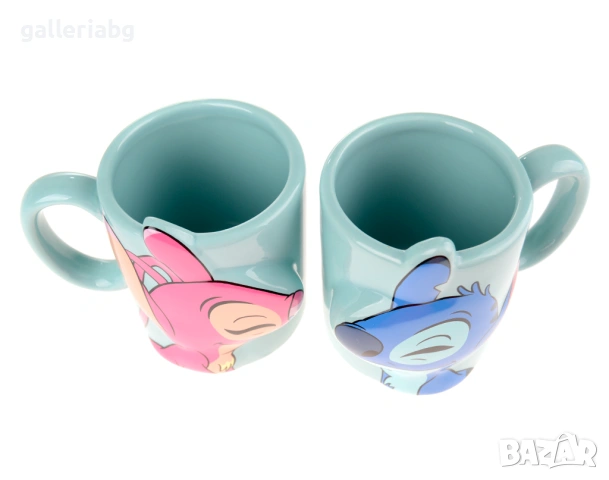 Комплект от 2 керамични чаши Stitch – анимационни герои, 200 мл, подаръчна кутия, снимка 2 - Чаши - 53203381