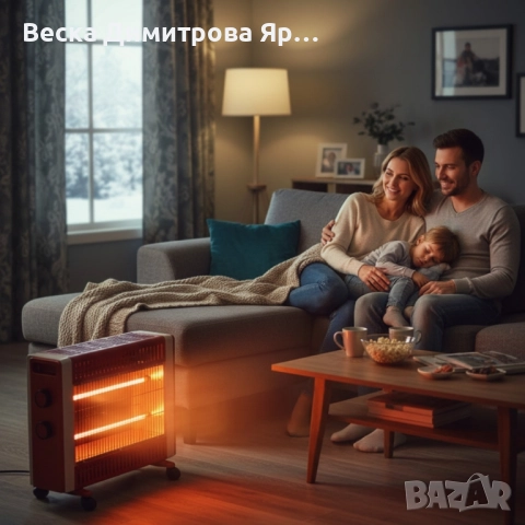 Кварцов отоплител 1500W с 2 степени и мобилни колелца – бързо и безопасно затопляне, снимка 4 - Отоплителни печки - 52574013