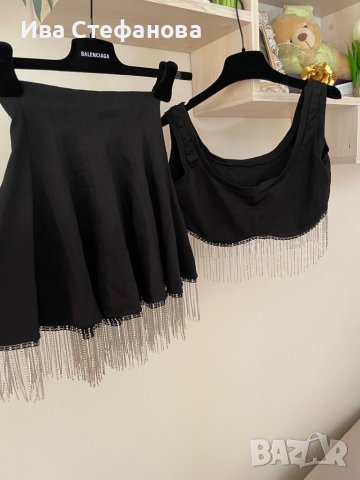 Страхотен нов парти коктейлен летен официален сет комплект от две части пола топ бюстие с кристали, снимка 6 - Комплекти - 39976098