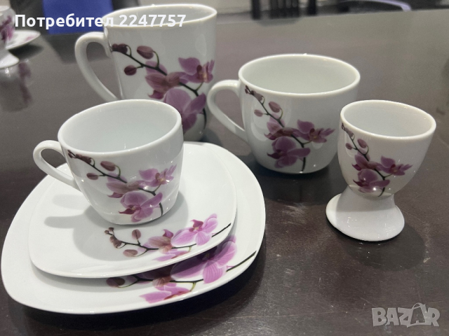 Шесторен сет Орхидея порцелан Германия, снимка 5 - Прибори за хранене, готвене и сервиране - 44652303