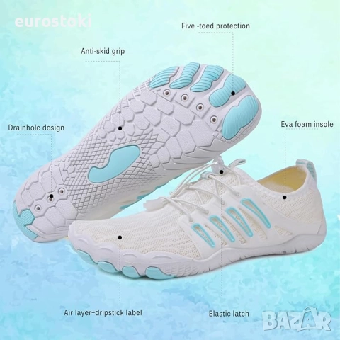 tqgold Боси обувки, летни обувки за плуване и фитнес, Бързосъхнещи аква обувки Дишащи неплъзгащи се , снимка 7 - Маратонки - 52298068