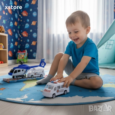 Комплект полицейски хеликоптер и бус S.W.A.T., снимка 2 - Влакчета, самолети, хеликоптери - 52739115