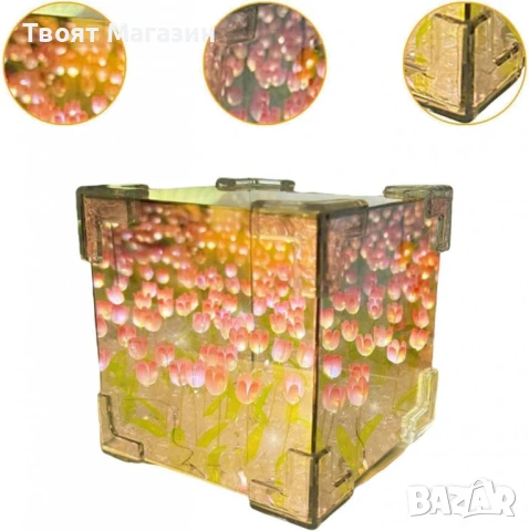 Очарователна LED нощна лампа „Лале“ – стил и уют в едно | 12×12×12 см, снимка 3 - Други - 51081109