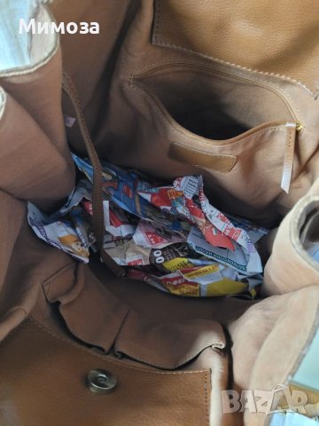 Естествена кожа голяма кафява чанта,тип торба, снимка 15 - Чанти - 41310791