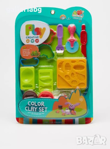 Комплект цветна глина с пластилин , снимка 1 - Пластелини, моделини и пясъци - 44325954