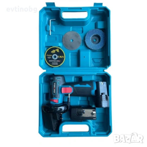 Мини ъглошлайф KraftRoyal 24V 6Ah с безчетков мотор и 2 батерии за бързо и прецизно рязане, снимка 4 - Куфари с инструменти - 53788448