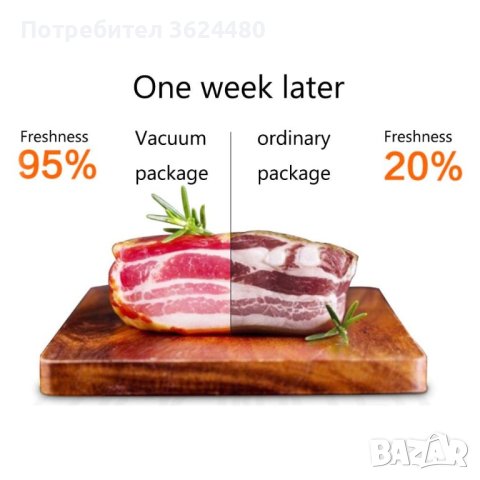 4118 Машина за вакуумиране на храна с 10бр торбички Машина за вакуумиране на храна , снимка 14 - Други стоки за дома - 42318224