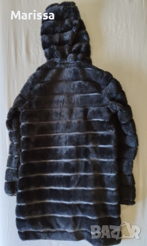 Дамско пухено палто еко косъм с качулка – Jennyfer M, снимка 4 - Якета - 53763218