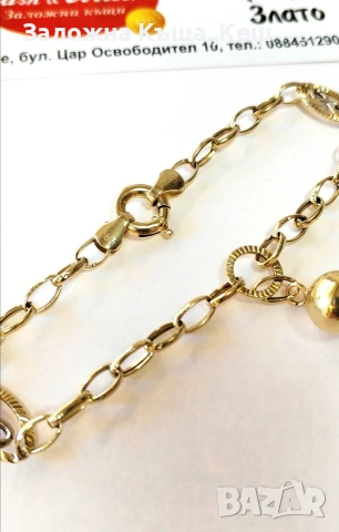 Златна дамска гривна 14К.Тегло 4.08 гр.Дължина 21 см.Цена 307 € (600.44 лв.), снимка 2 - Гривни - 53020400