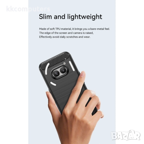 Nothing Phone (2a) Удароустойчив Carbon Fiber Калъф и Протектор