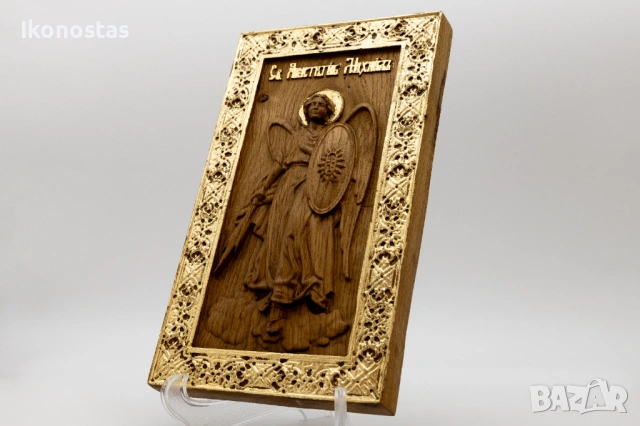 Висококачествена позлатена икона на Свети Архангел Михаил, снимка 3 - Икони - 53224069