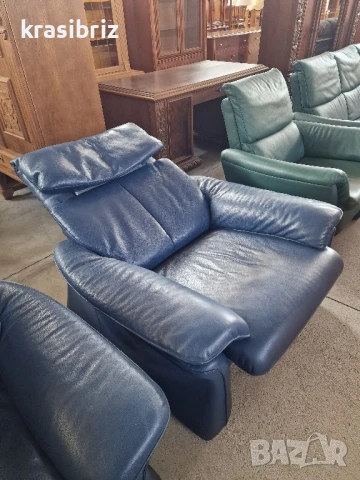 К-т Диван 3-ка Естествена кожа и  Релаксиращ Фотьойл -внос от Германия!, снимка 6 - Дивани и мека мебел - 50642799