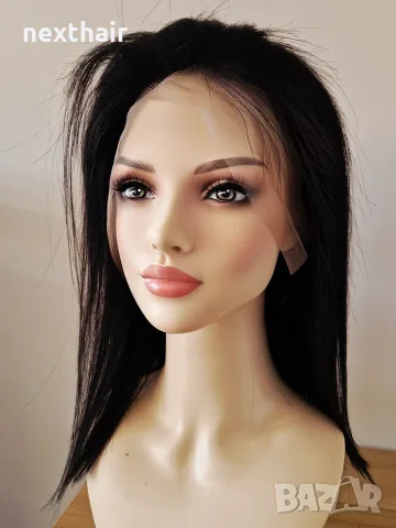 Естествена бразилска черна перука 40 см с Lace Front 13×4 – елегантност и естествен вид, снимка 3 - Аксесоари за коса - 55924799