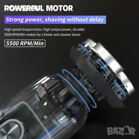 Електрическа самобръсначка Sejoy за мъже, 4D магнитна глава, мокро и сухо бръснене, IPX7, снимка 6 - Електрически самобръсначки - 49965381