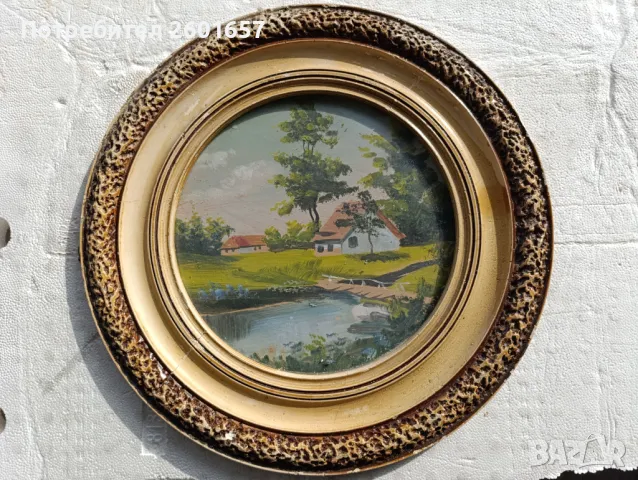 Стар акварел в рамка., снимка 1