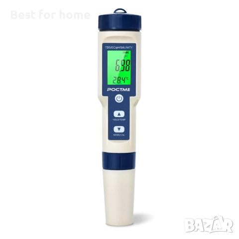 Poctme  5 в 1 тестер за вода -  pH/TDS/EC/Соленост/Температура