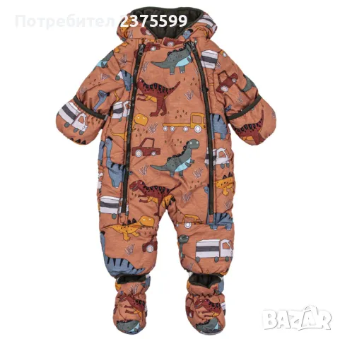 Бебешки ескимос с обръщащи се ръкави и терлички "Дино" в оранжево