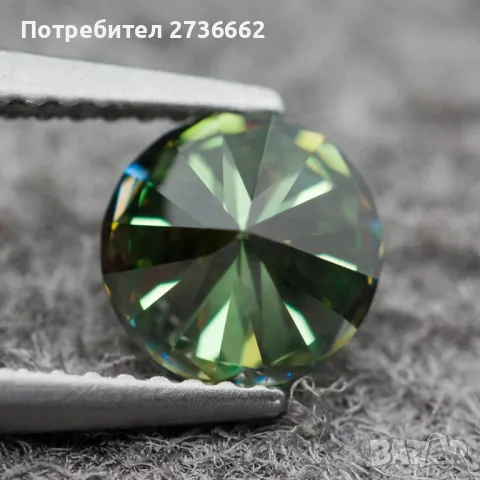 Жълто Зелен Мойсанит Диамант Брилянт 5 мм 0.5 карата