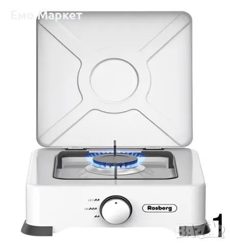 Газов единичен котлон с капак Rosberg R51454E1, 30mbar\2.2kWh автоматично запалване, снимка 2 - Котлони - 49266871