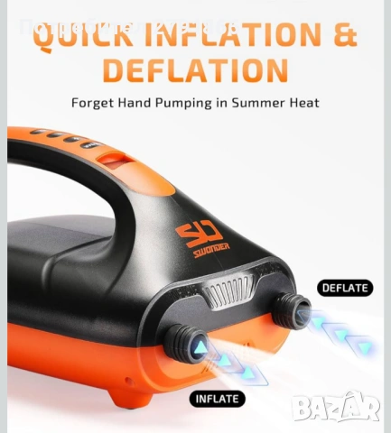 Електрическа помпа Swonder SUP, 20 PSI с интелигентно двустепенно напомпване, 12V, снимка 5 - Водни спортове - 53661298