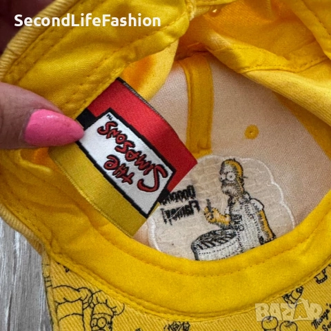 Винтидж шапка с бейзболна шапка „Семейство Симпсън“ от 2007 г., памучна, един размер, жълта, снимка 2 - Шапки - 52815397