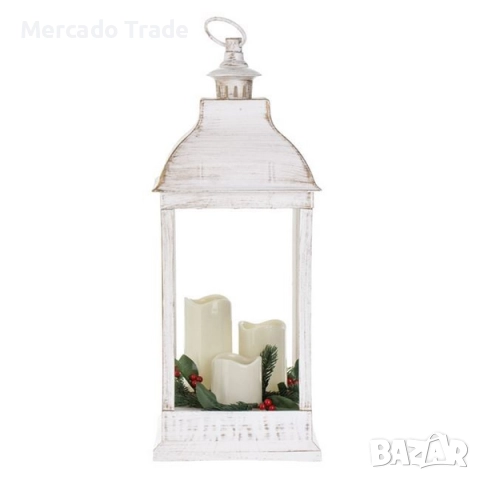 Коледен LED фенер Mercado Trade, 3бр. свещи, Бял , снимка 2 - Декорация за дома - 52407092