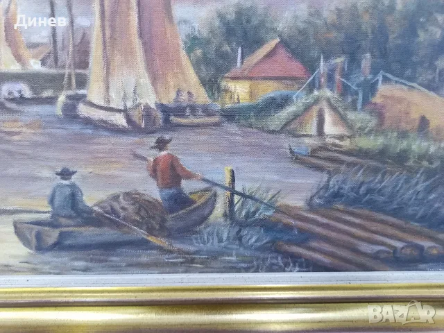Оригинална немска картина маслени бои Baumeister (1986 г.) – 93x53 см, снимка 6 - Картини - 55943360