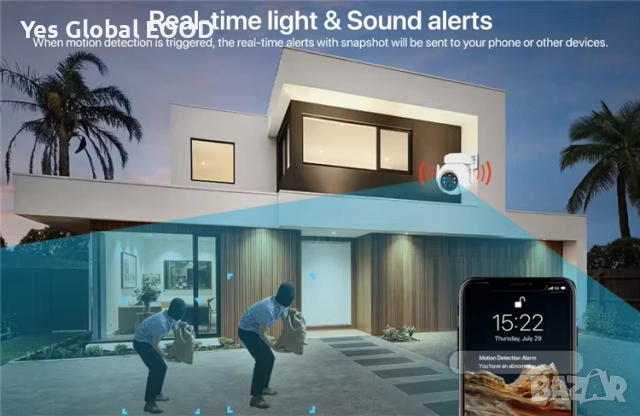 3.0MP Tuya Smart WiFi PTZ камера със соларен панел + 64GB карта подарък, снимка 9 - IP камери - 52087733