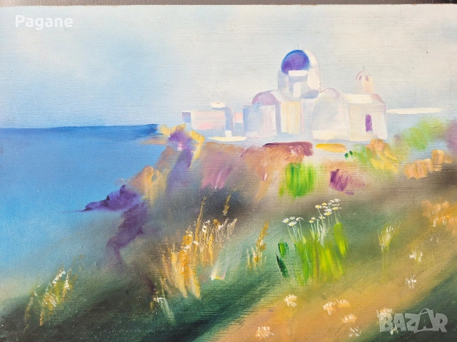 "Санторини" - маслени бои, снимка 4 - Картини - 53474648