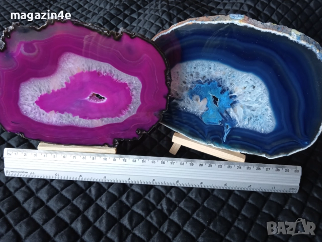  2 бр плочки от естествен ахат ,скъпоценен камък за хармония и дълголетие, Родопи,Родопис,, снимка 4 - Декорация за дома - 52266961