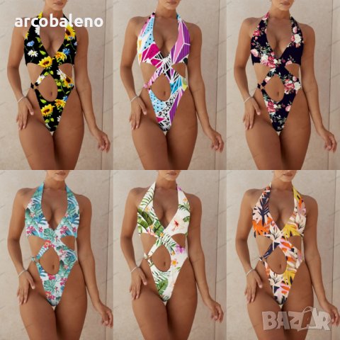 Дамски секси кросоувър кух бански костюм от една част, 7цвята